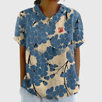 Women's Vintage Floral Peter Pan Collared Blouse | Short Sleeves