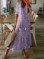 Women's Bohemian Ruffled Printed Dress | Maxi