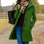 Women's Long Pockets Winter Coat | Button