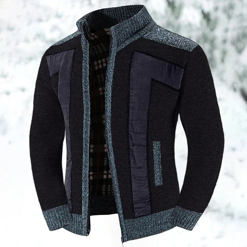 Men’s Stand Collar Zip-Up Jacket | Contrast Panels