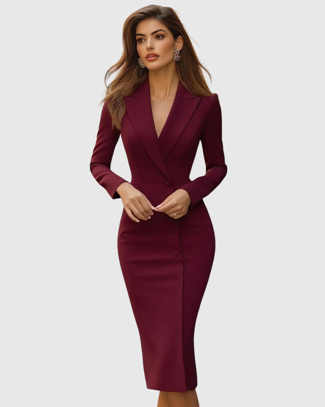 Women's Elegant Fitted Formal Blazer Dress | Midi