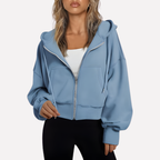 Women's Cropped Zip Up Hoodie | Oversized