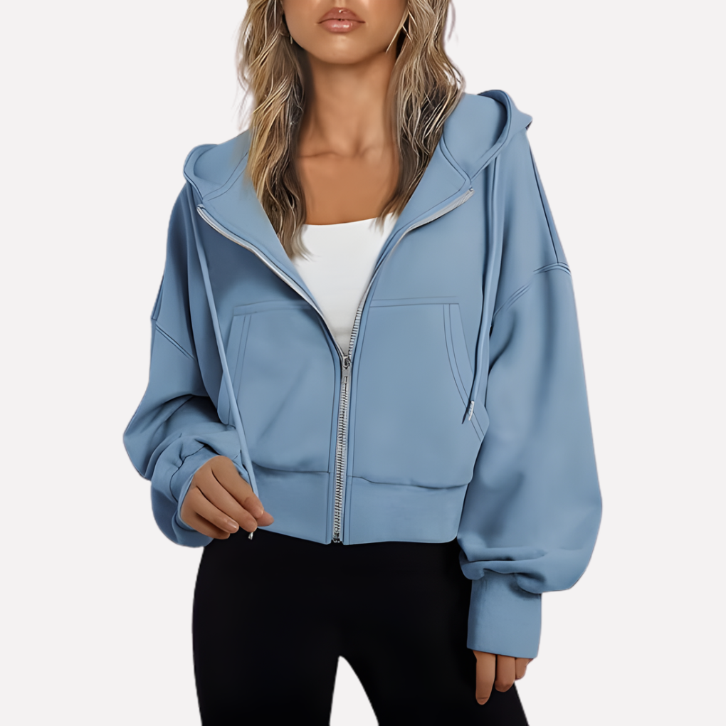Women's Cropped Zip Up Hoodie | Oversized