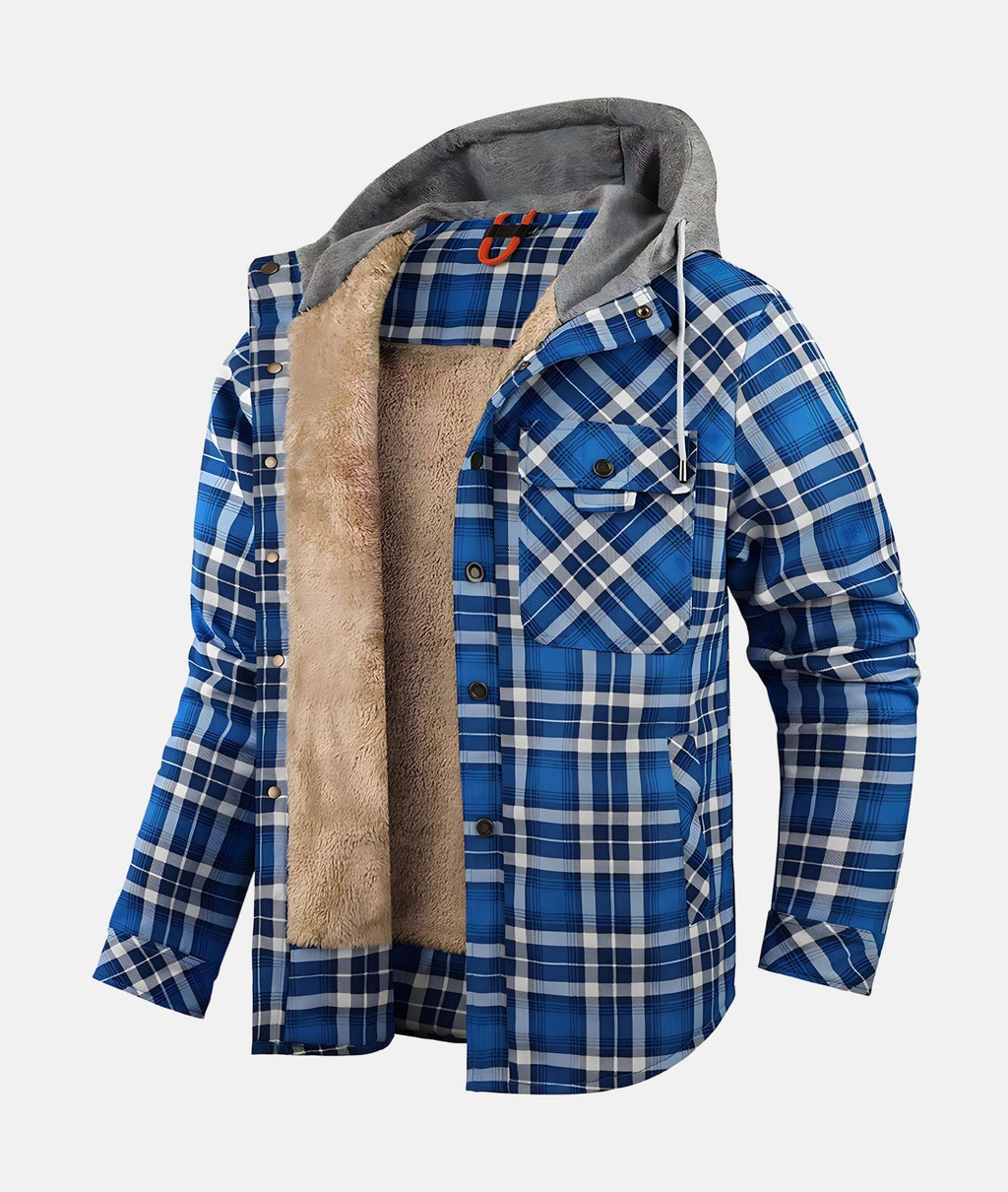 Men's Hooded Winter Shirt Jacket | Plaid