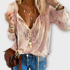 Women's Boho Chique Tie-Neck Blouse | Long Sleeves