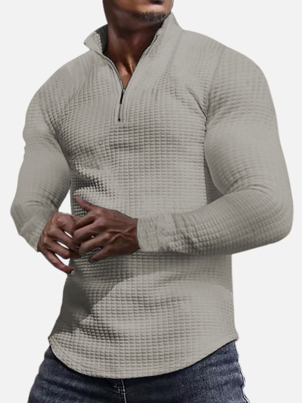 Men's Long Sleeve Quarter Zip Knit Sweater | Mock Neck