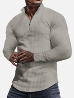 Men's Long Sleeve Quarter Zip Knit Sweater | Mock Neck