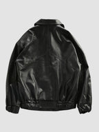 Men's Oversized Moto Black Jacket | Button Up