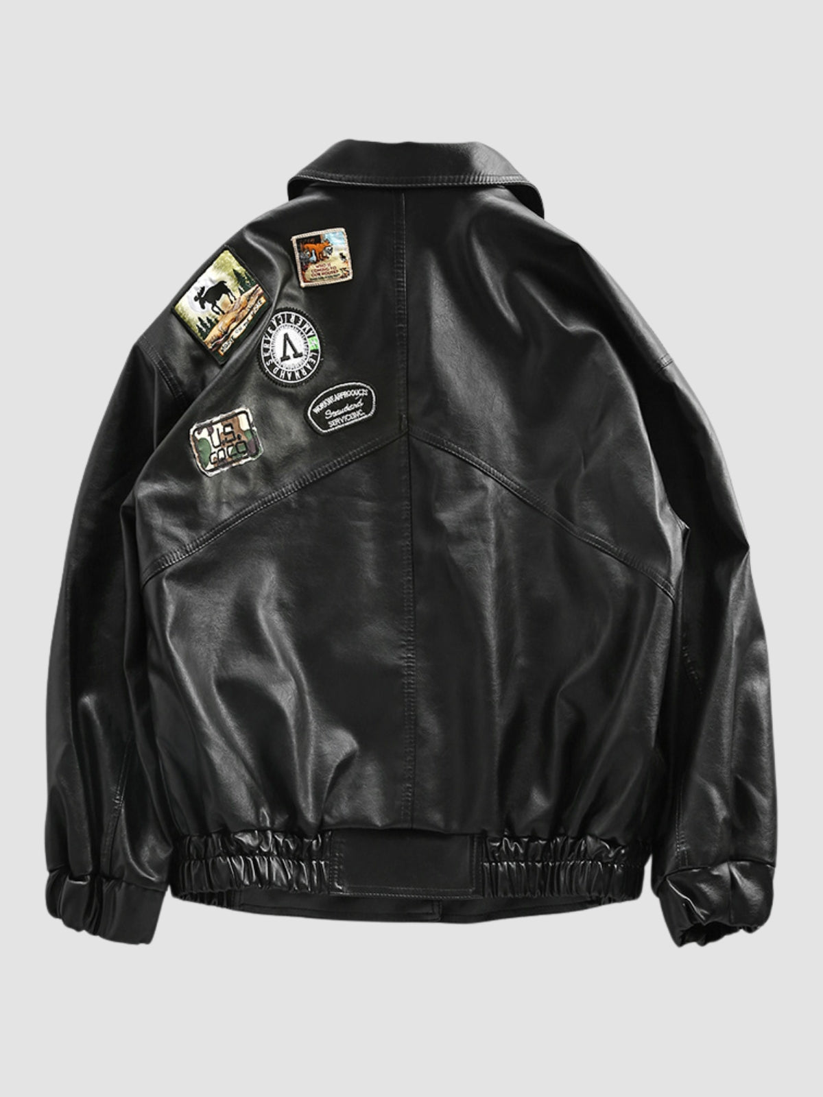 Men's Oversized Moto Black Jacket | Button Up