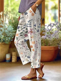 Women's Floral Cropped Trousers | Pockets