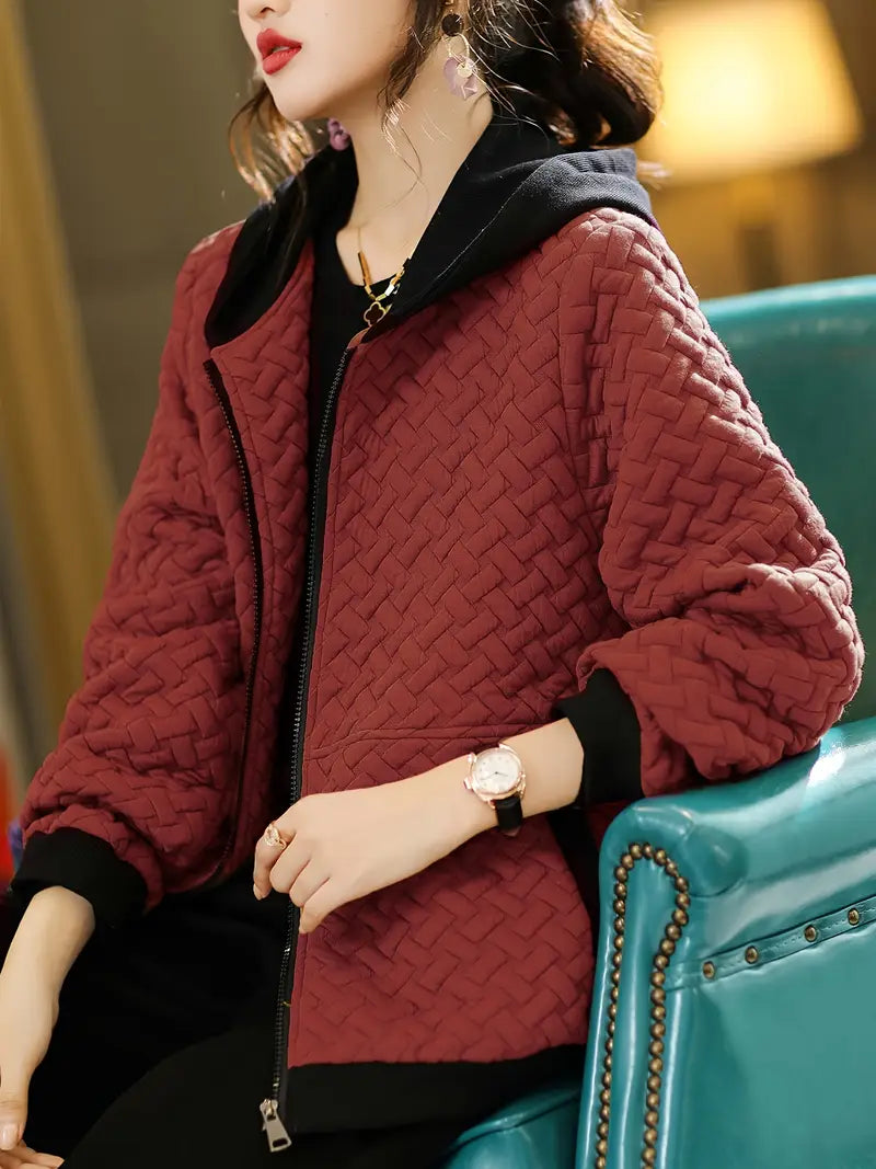 Women's Quilted Zip Up Winter Jacket | Hooded