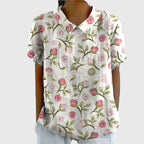 Women's Vintage Floral Peter Pan Collared Blouse | Short Sleeves