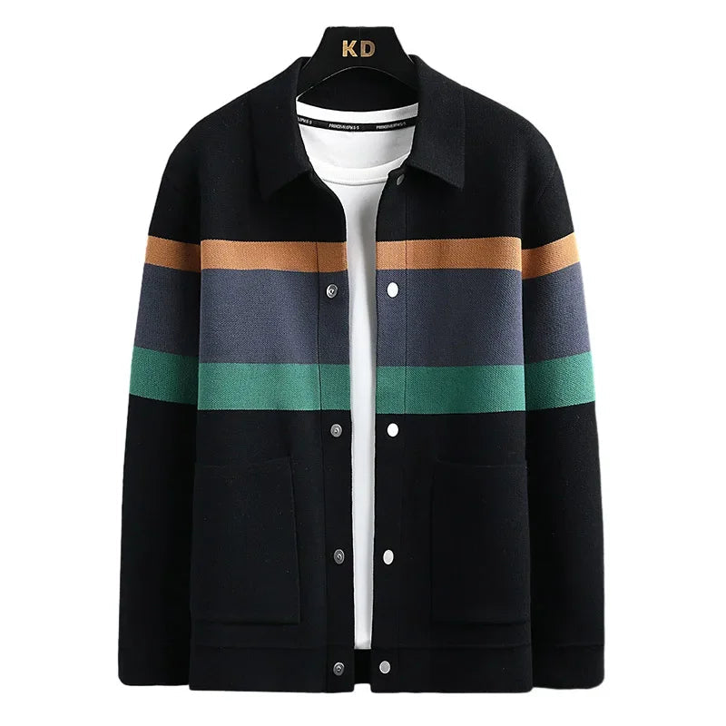 Men's Collar Knit Winter Jacket | Button Up