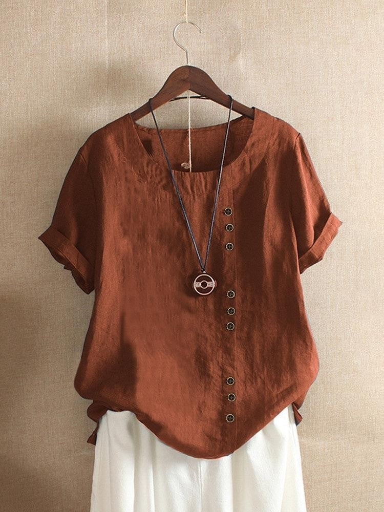 Women's Casual Round Neck Blouse | Short Sleeves