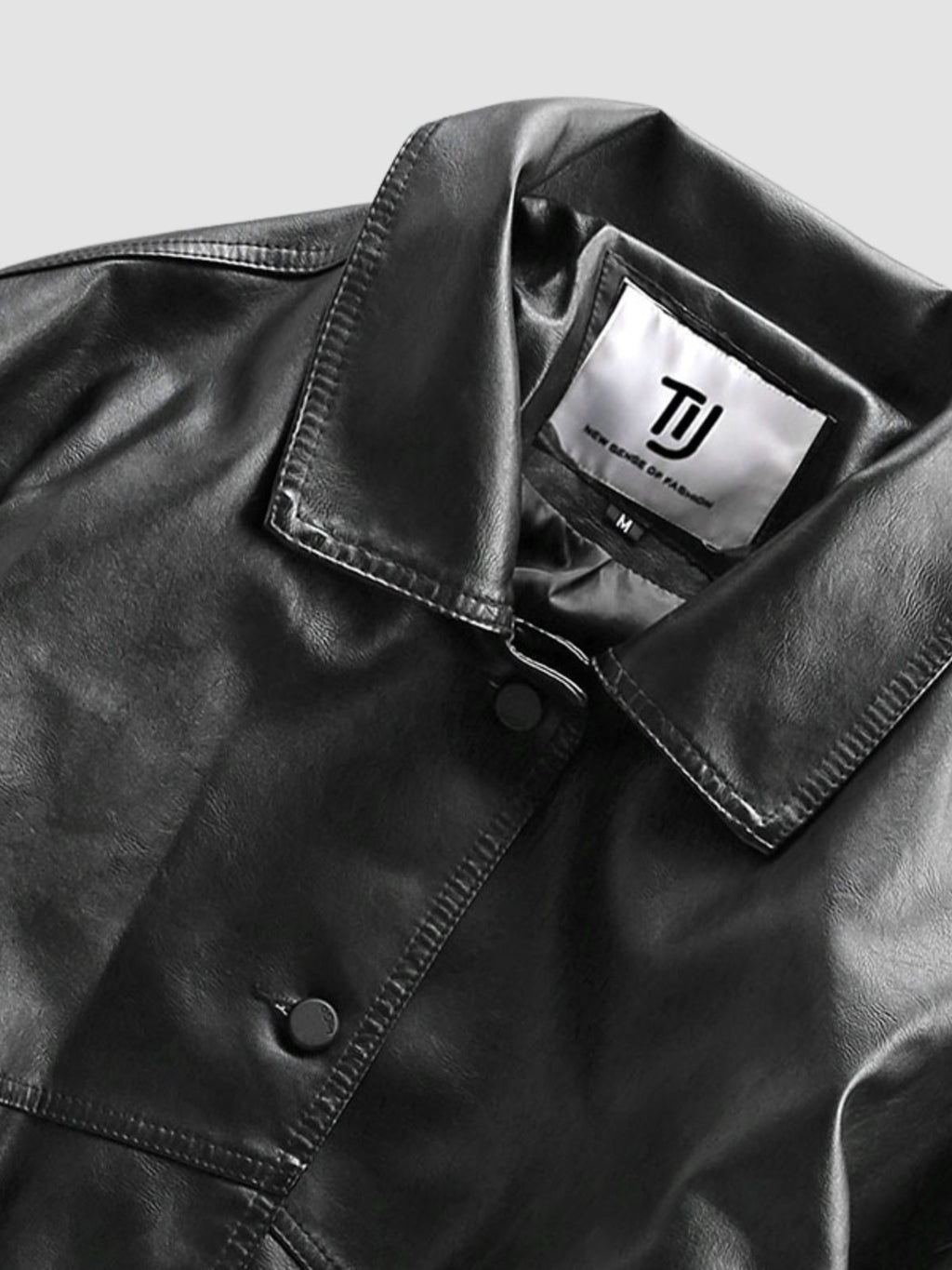 Men's Oversized Moto Black Jacket | Button Up