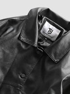 Men's Oversized Moto Black Jacket | Button Up