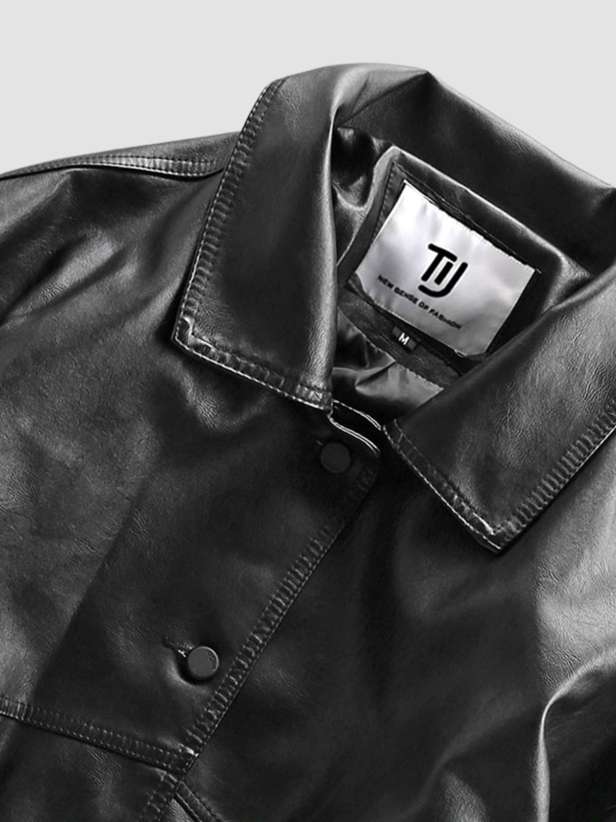 Men's Oversized Moto Black Jacket | Button Up