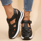 Women's Casual Cutout Platform Sandals | Hook and Loop Strap