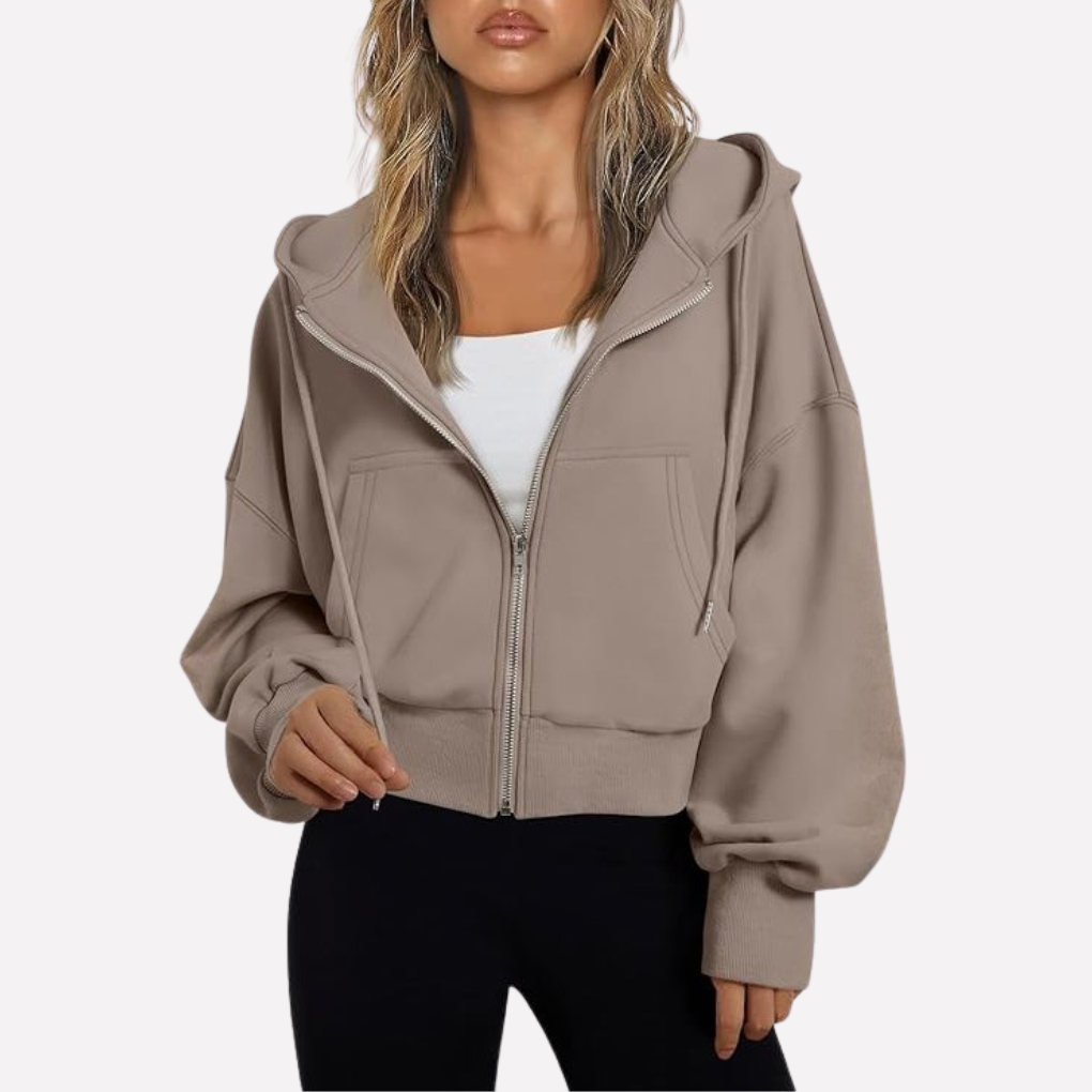 Women's Cropped Zip Up Hoodie | Oversized