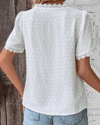 Women's Stylish V-Neck Blouse | Short Sleeves
