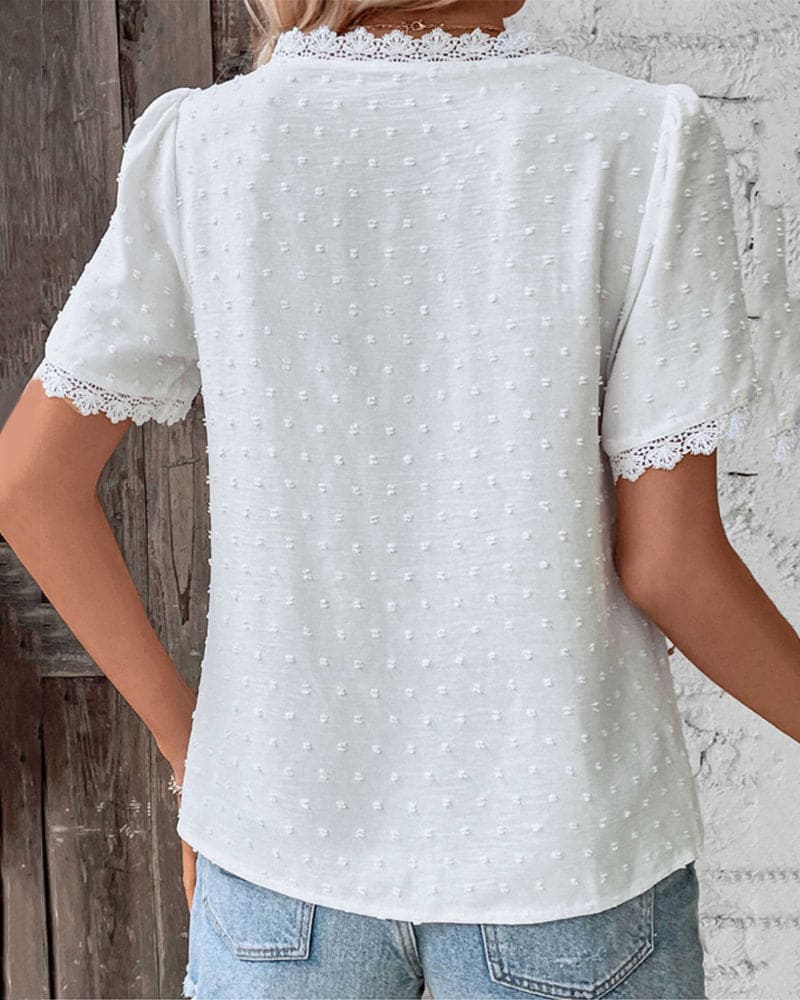 Women's Stylish V-Neck Blouse | Short Sleeves