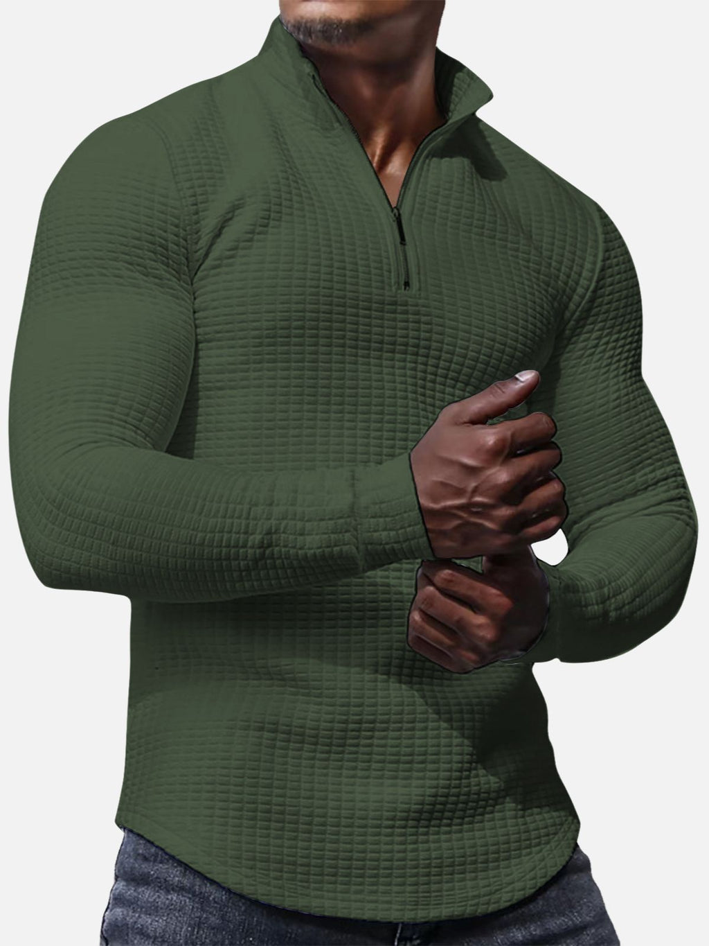 Men's Long Sleeve Quarter Zip Knit Sweater | Mock Neck