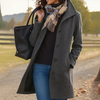 Women's Long Pockets Winter Coat | Button