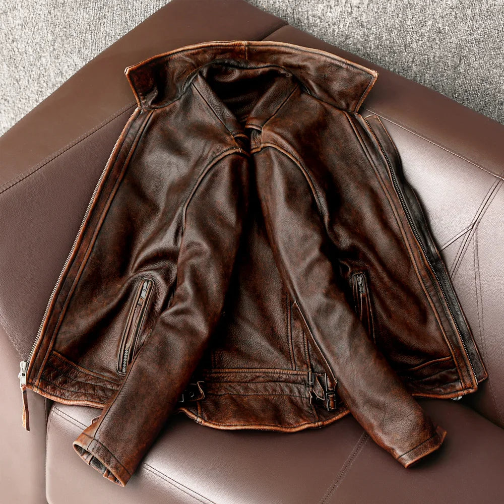 Men's Streetwear Collared Distressed Jacket | Zip Up