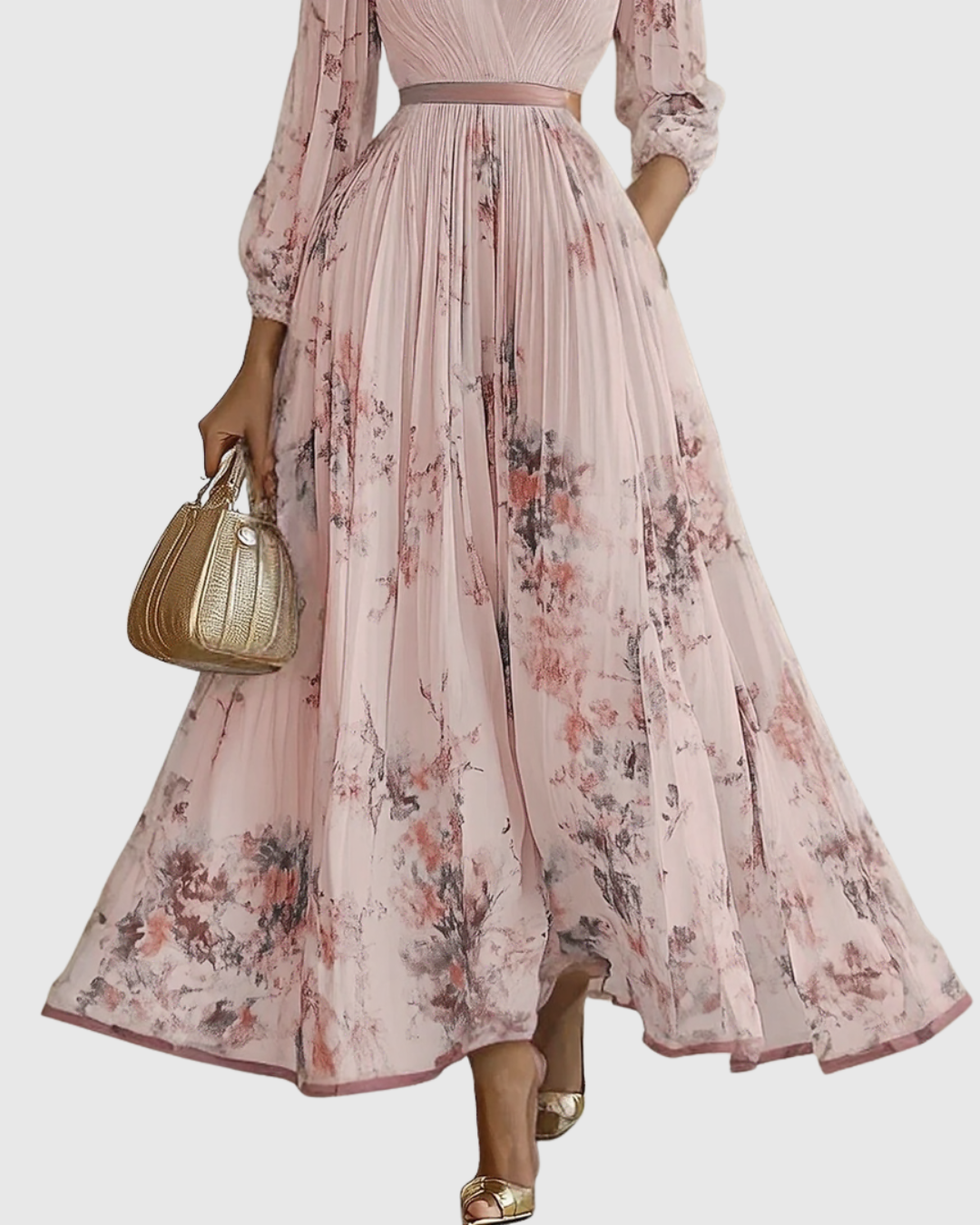 Women's Elegant Wedding Guest Pleated Dress | Maxi