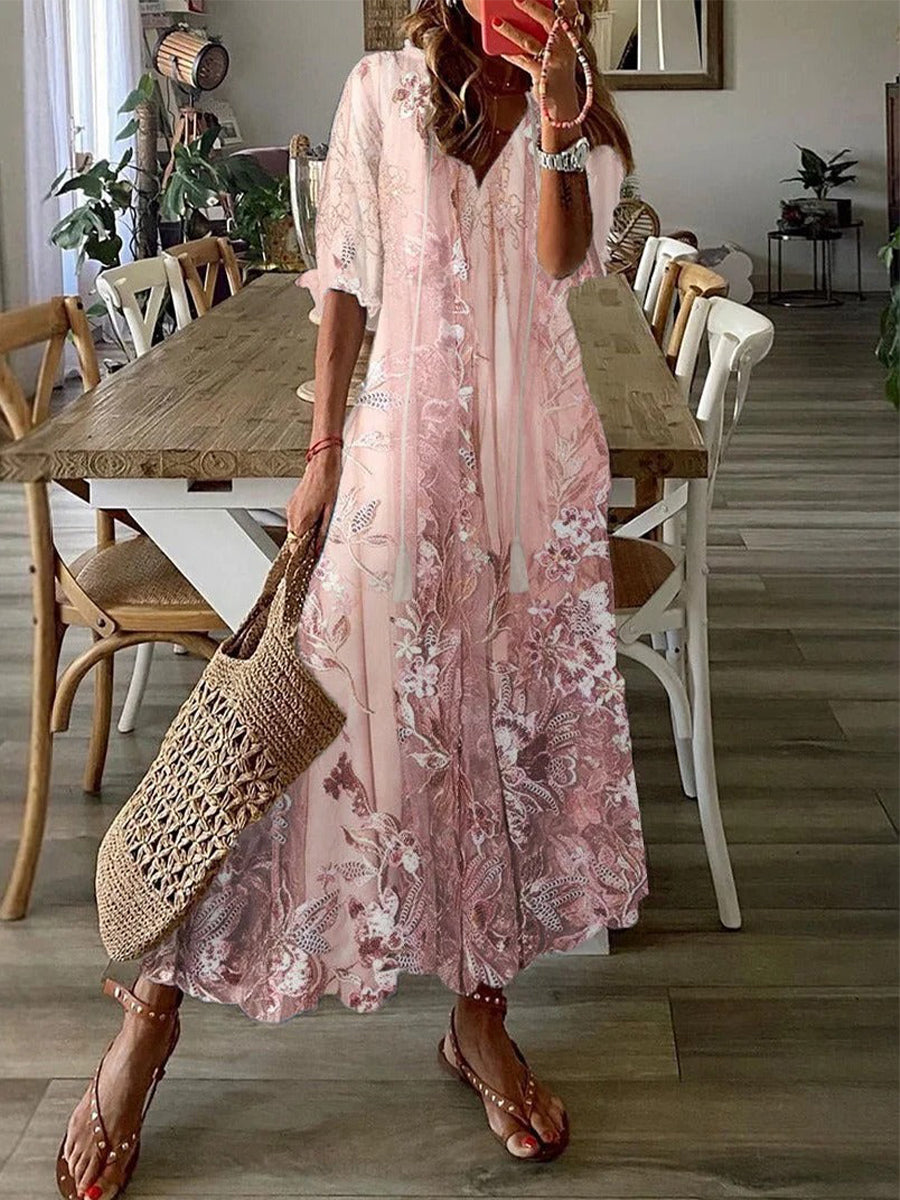 Women's Floral Print A-Line Dress | Maxi