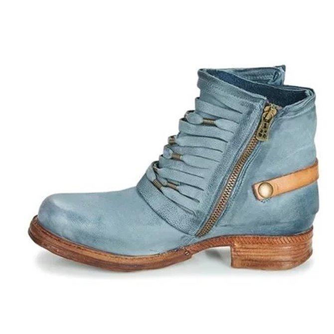 Women's Stylish Distressed Ankle Boots | Buckle-Strap