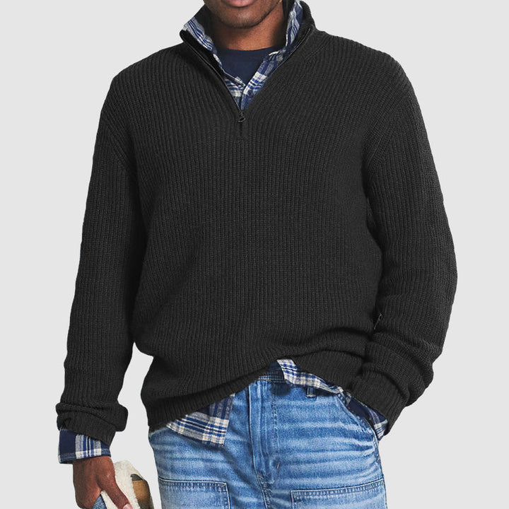 Men’s Ribbed Quarter Zip Sweater | Regular Fit