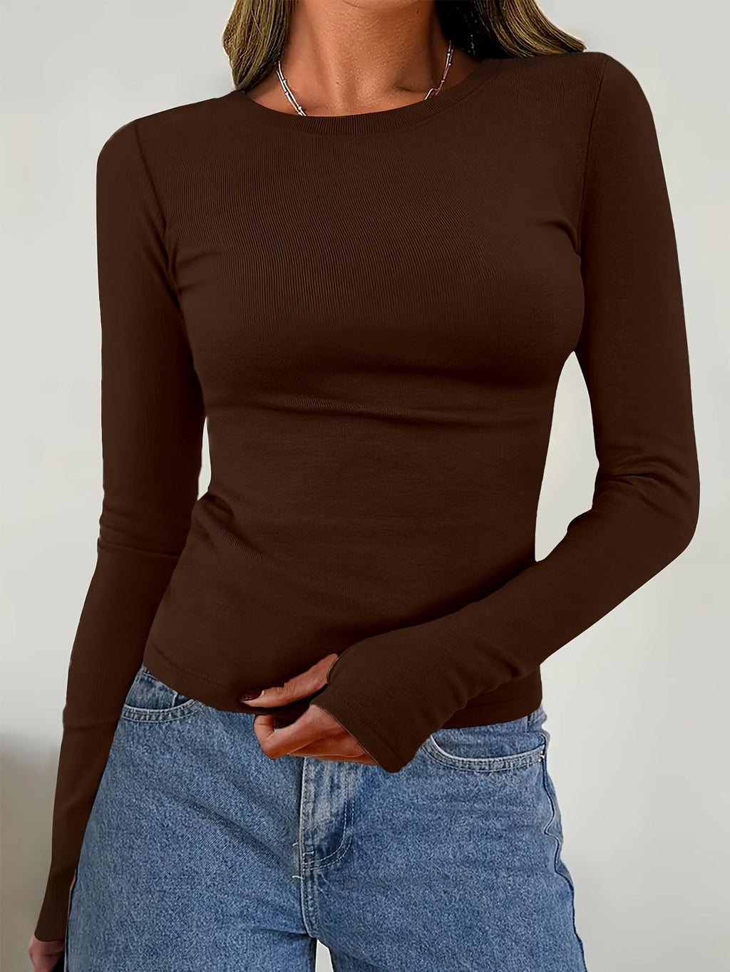Women’s Slim Fit Casual Top | Crew Neck