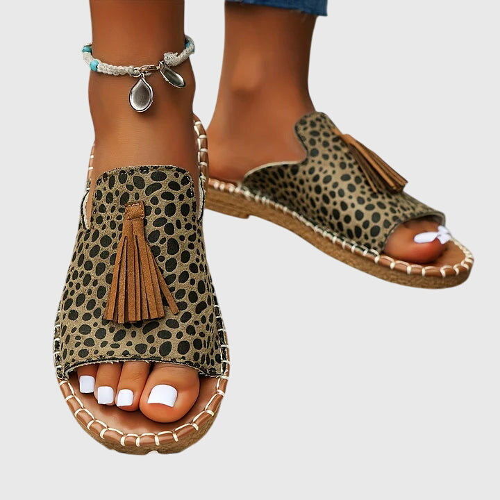 Women's Tassel Detail Bohemian Flat Sandals | Slip On