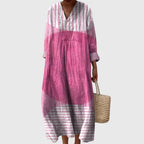 Women's Boho Summer Loose Fit V-Neck Dress | Midi