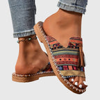 Women's Boho Tassel Detail Slide Sandals | Slip On