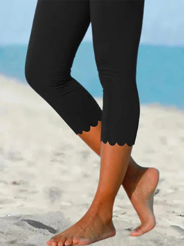Women's Scalloped-Hem Capri Leggings | Cropped