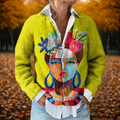 Women's Winter Printed Knit Yellow Cardigan | Button Up