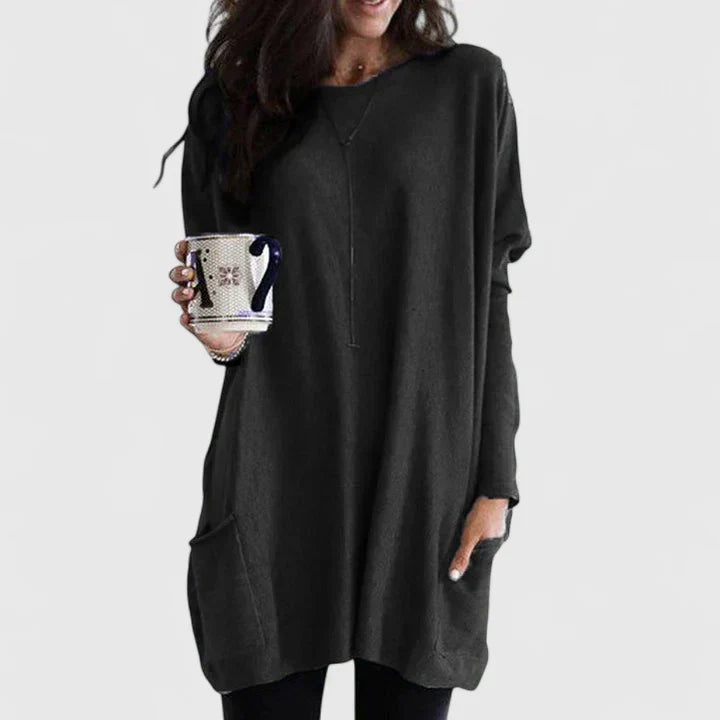 Women's Long Round Neck Knit Sweater | Oversized