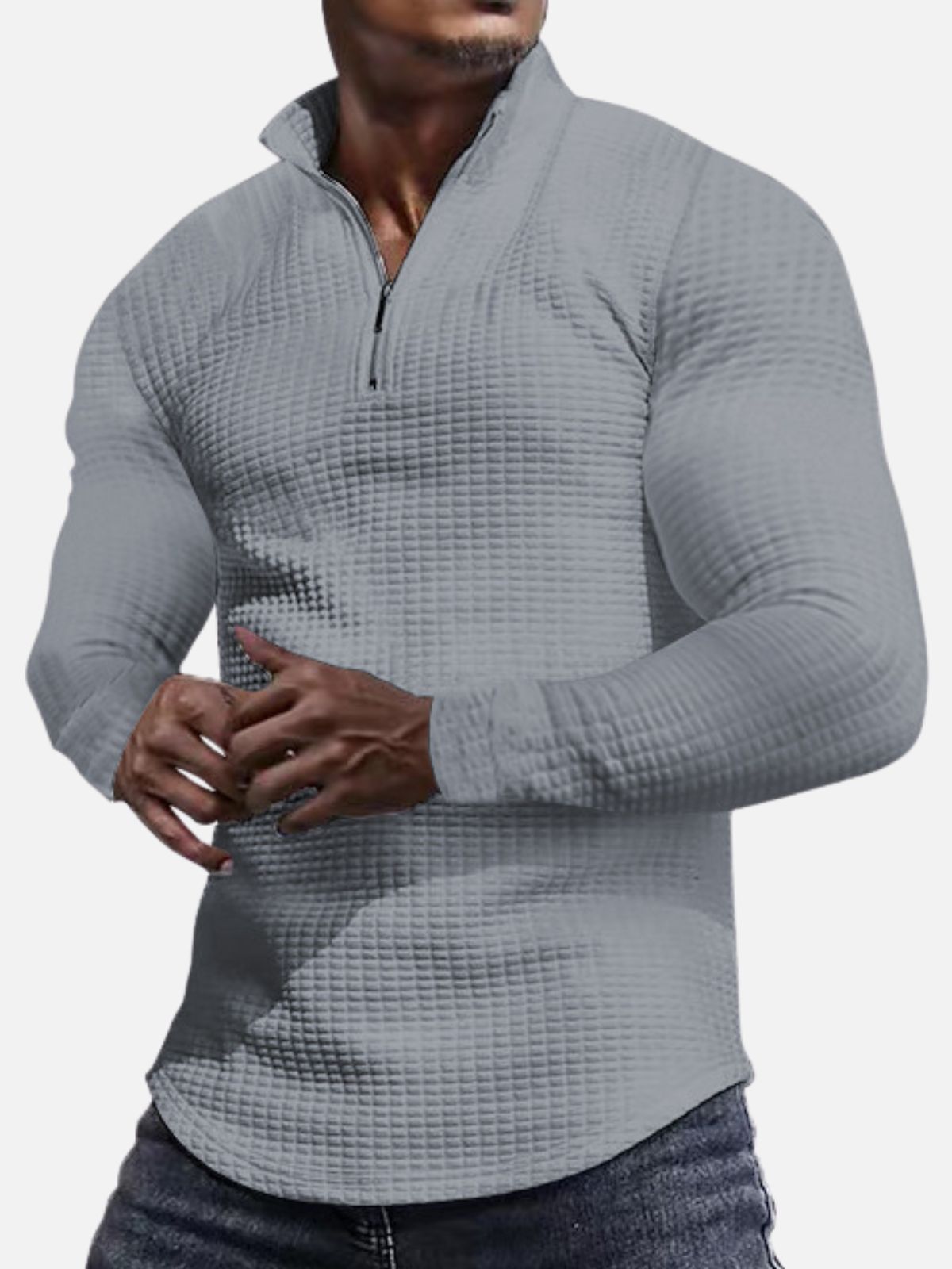 Men's Long Sleeve Quarter Zip Knit Sweater | Mock Neck