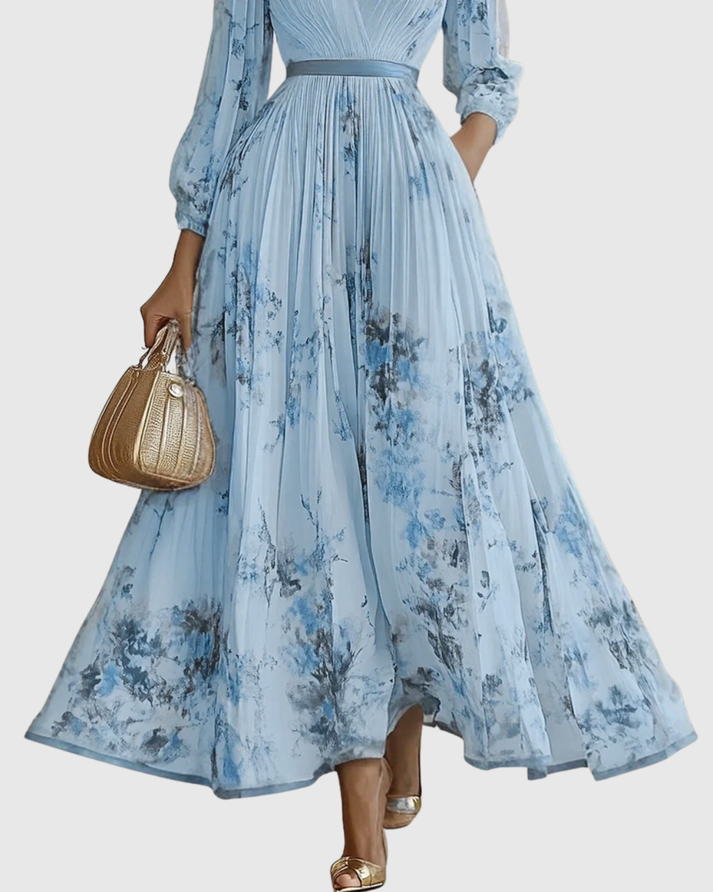 Women's Elegant Wedding Guest Pleated Dress | Maxi
