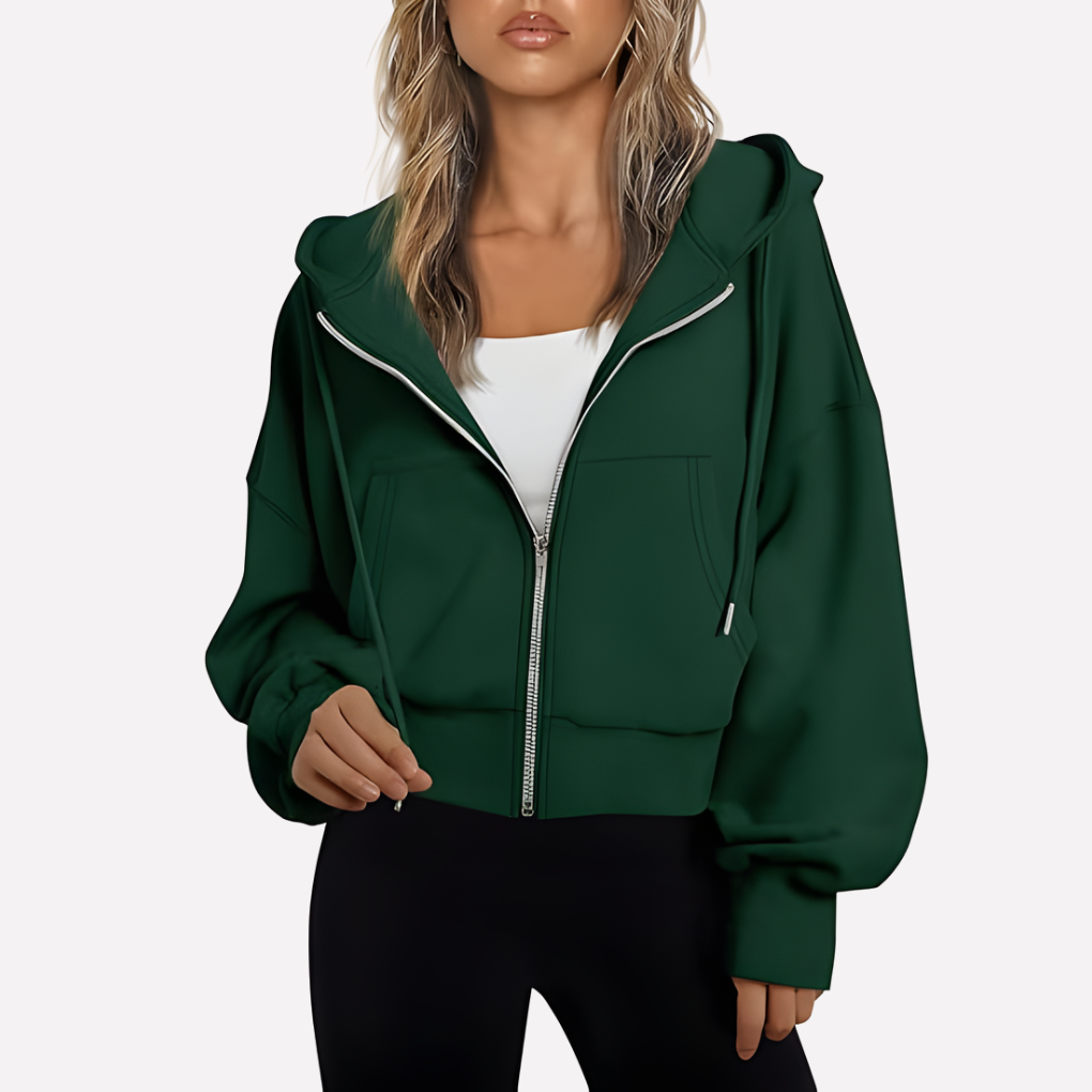 Women's Cropped Zip Up Hoodie | Oversized