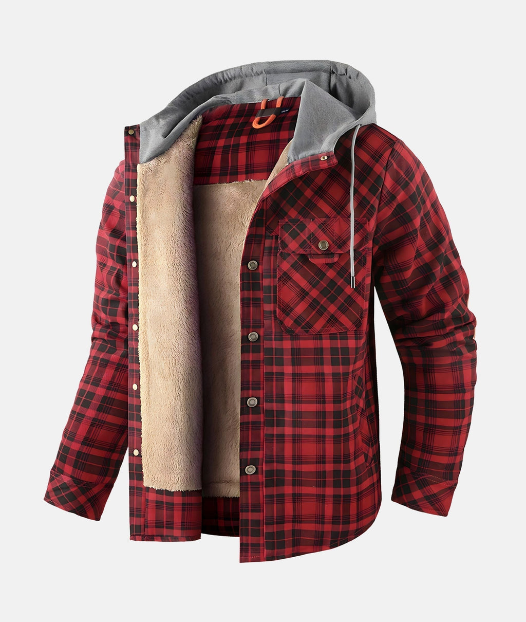 Men's Hooded Winter Shirt Jacket | Plaid