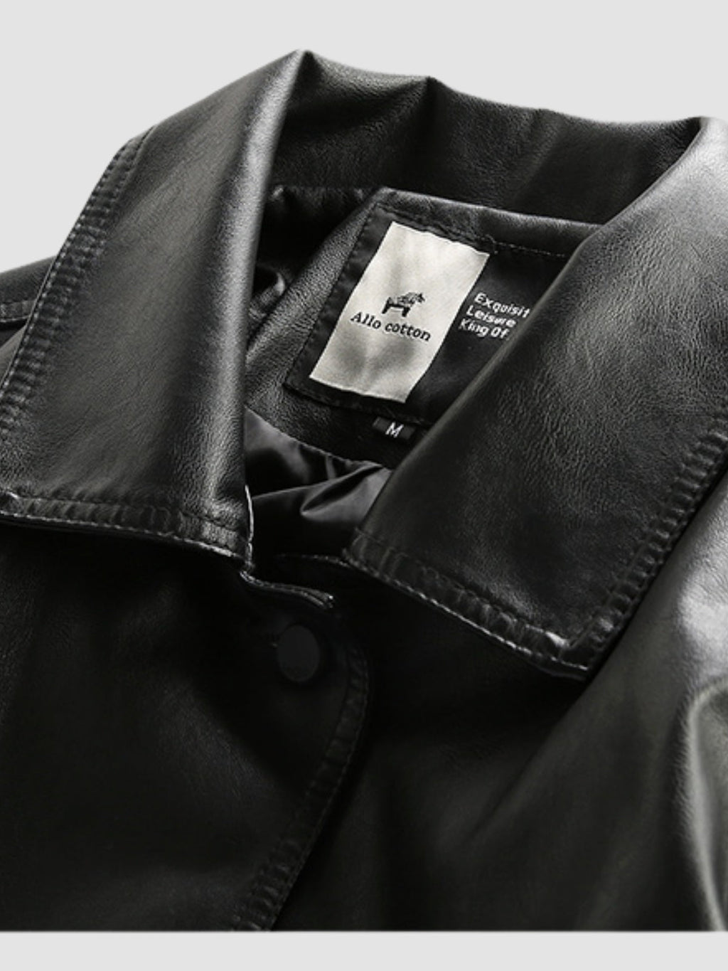 Men's Oversized Moto Black Jacket | Button Up