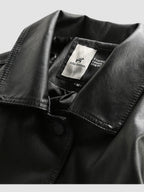 Men's Oversized Moto Black Jacket | Button Up