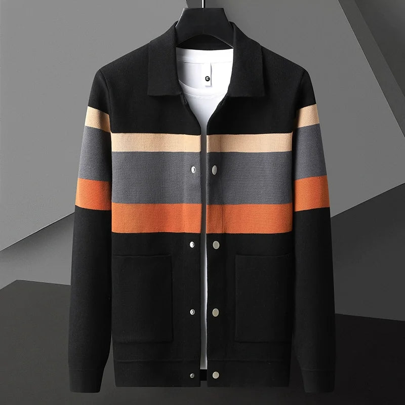 Men's Collar Knit Winter Jacket | Button Up
