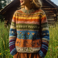 Women's Chunky Crew Neck Knit Sweater | Winter