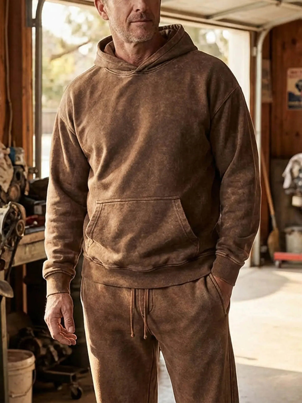 Men's Streetwear Washed Winter Hoodie | Plain