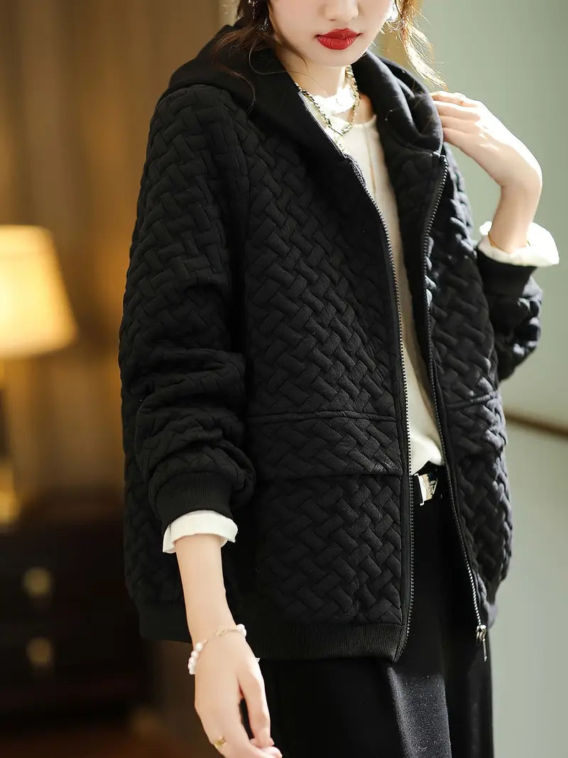 Women's Quilted Zip Up Winter Jacket | Hooded