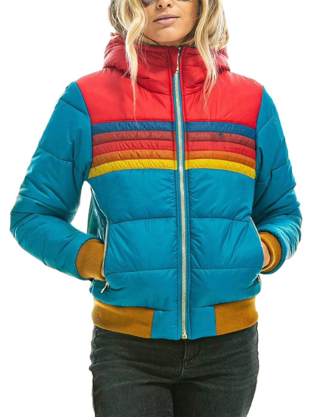 Women's Winter Puffer Jacket | Striped